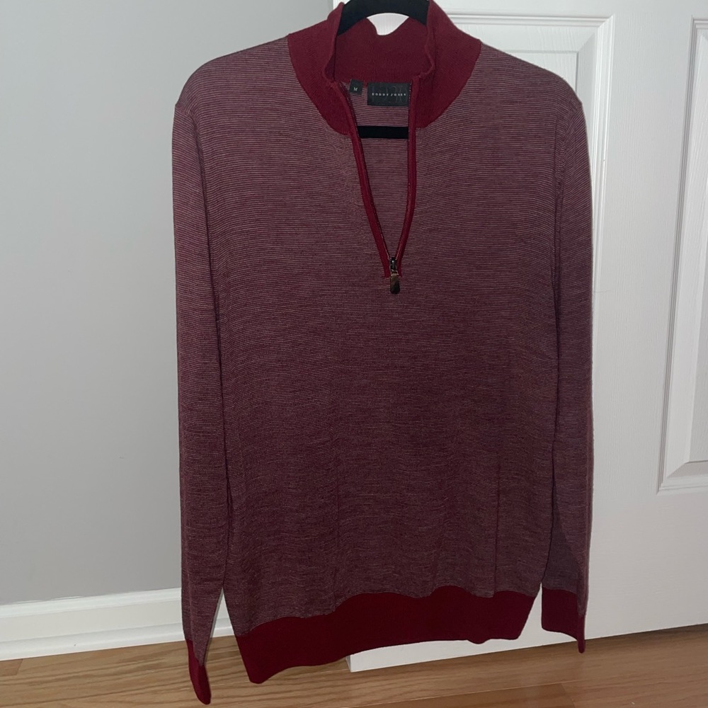 Bobby Jones 100% Merino Wool Quarter Zip Sweater, Size M, Red